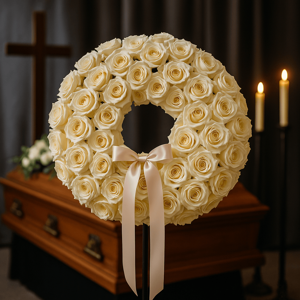luxury white flowers funeral wreath