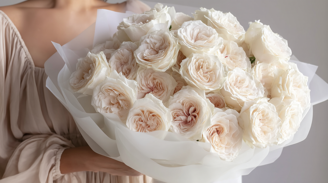 bouquet of white garden roses