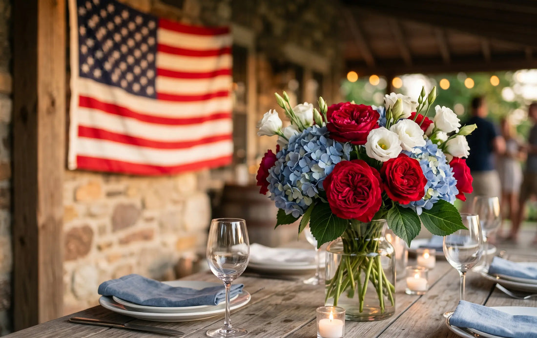 4th of July Flowers: Red, White & Blue Bouquets & Table Décor