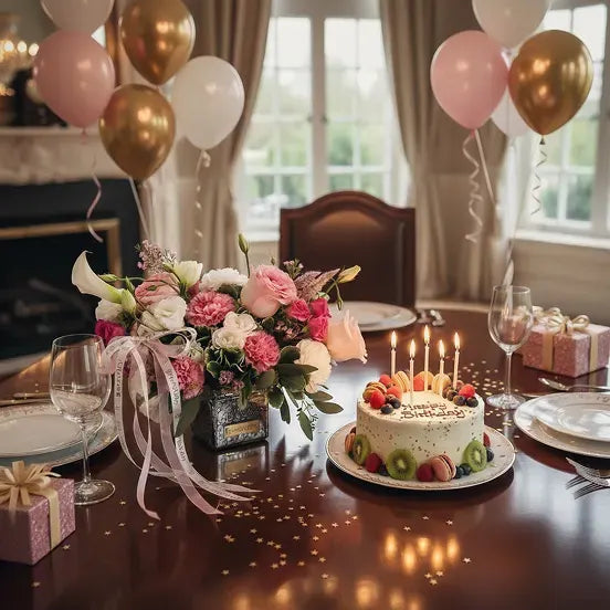 Flowers on the birthday table 