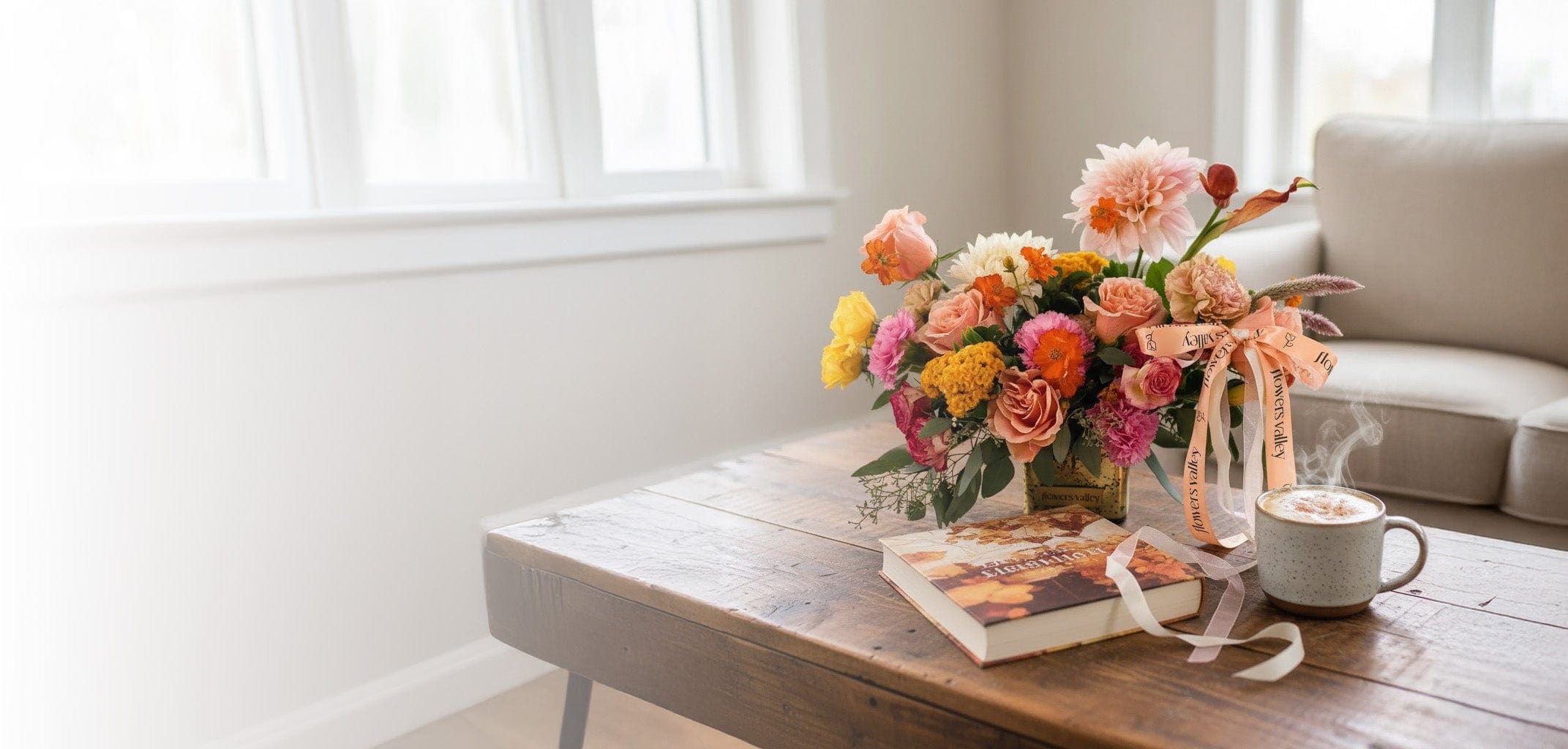 Flower Subscription from Flowers Valley - beautiful flowers on the table in your home