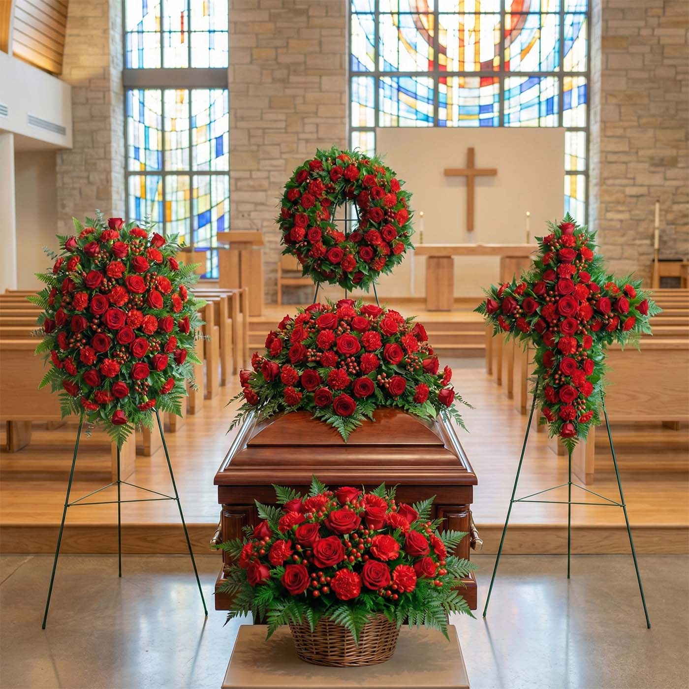 Redline Tribute Standing Cross | Funeral Flowers – Flowers Valley Shop